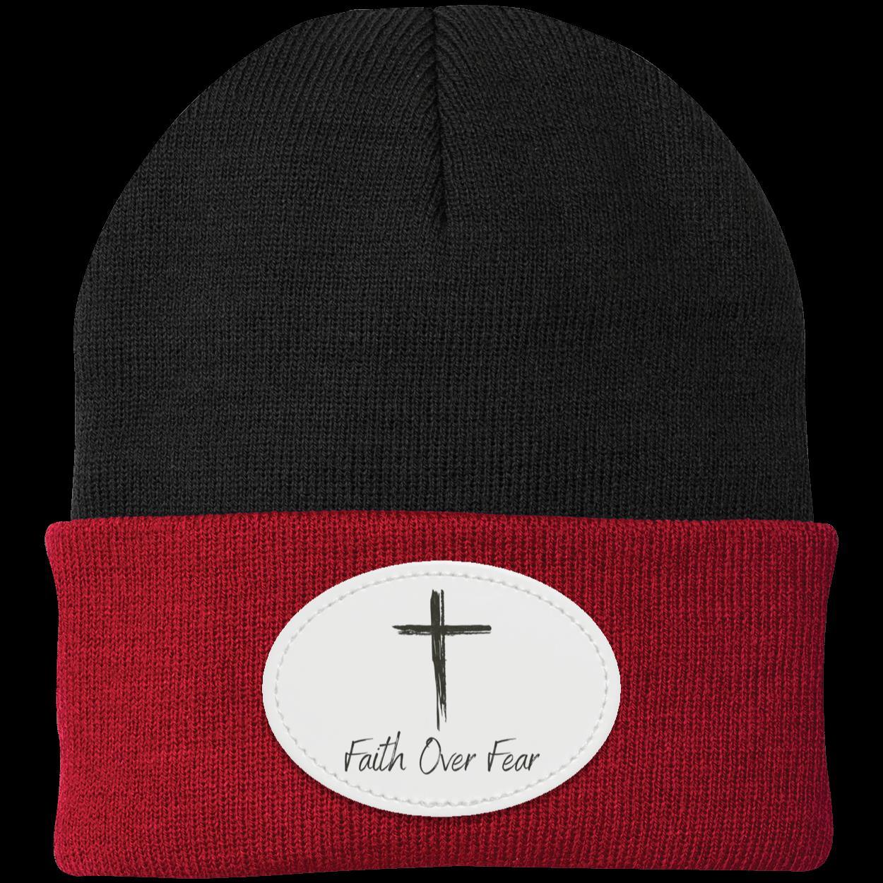 Faith Over Fear Knit Beanie – Inspirational Cross Winter Hat - Kim’s Signature Beauty & Accessories    