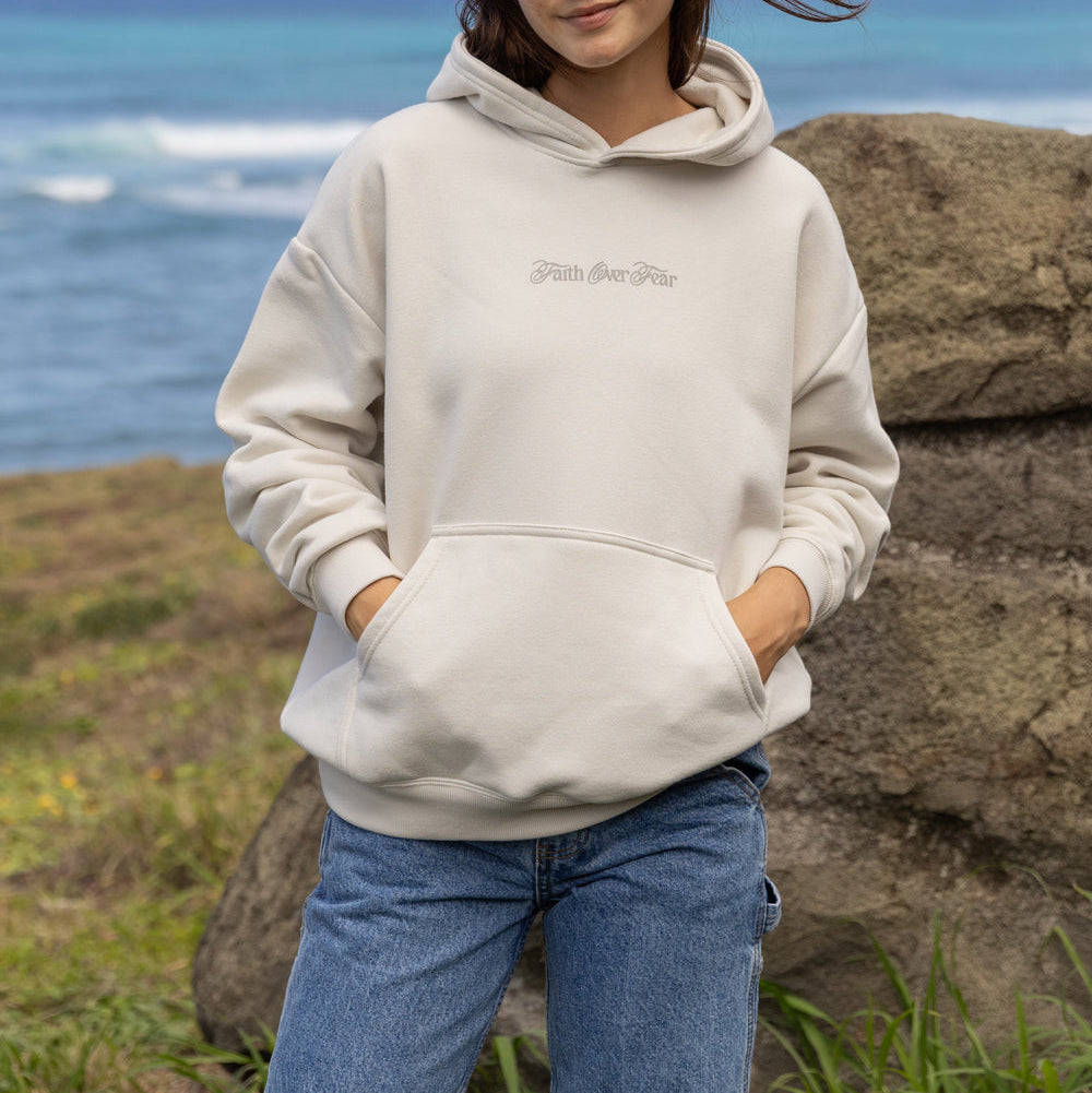 Faith Over Fear Taupe Hoodie - Kim’s Signature Beauty & Accessories