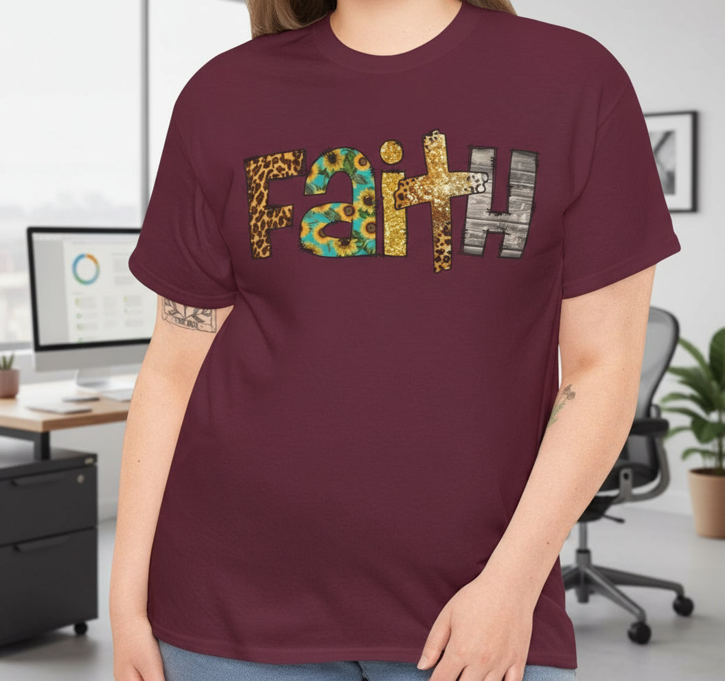 Faith T-Shirt – Inspirational Christian Tee with Bold Graphic Print - Kim’s Signature Beauty & Accessories    