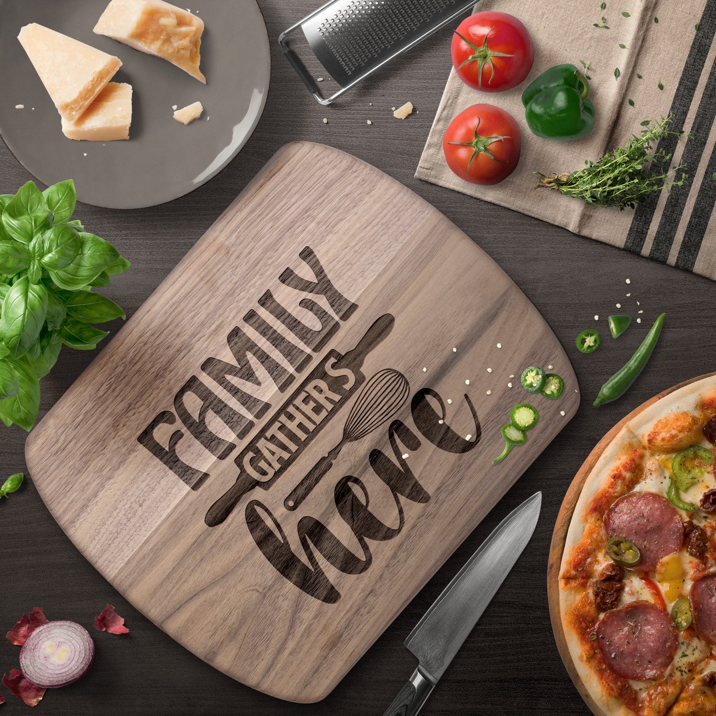 Family Gathers Here Cutting Board - Kim’s Signature Beauty & Accessories    