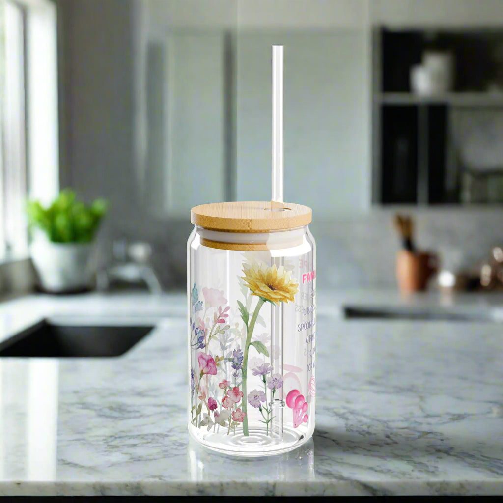 Family Recipe Sipper Glass - 16oz with Straw - Kim’s Signature Beauty & Accessories    