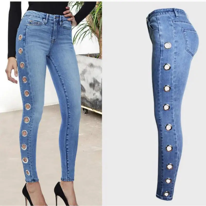 Fashionable Women's Tight Hoop Jeans - Kim’s Signature Beauty & Accessories    