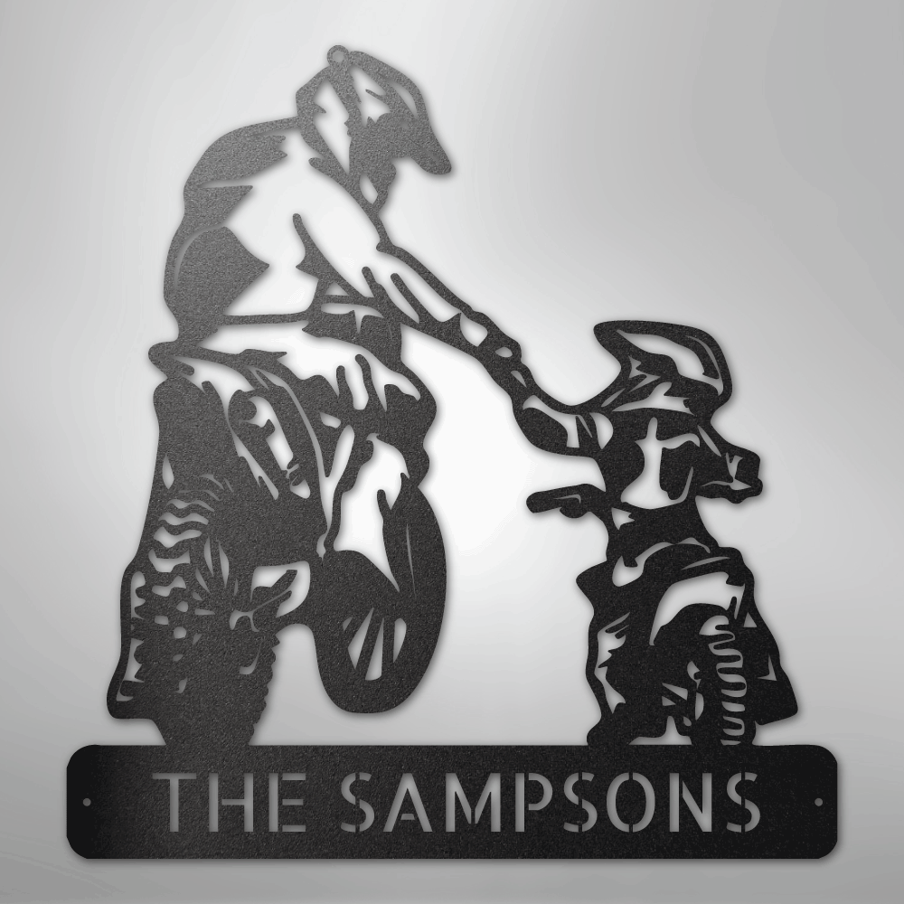 Father and Son Motorcross Monogram - Steel Sign - Kim’s Signature Beauty & Accessories
