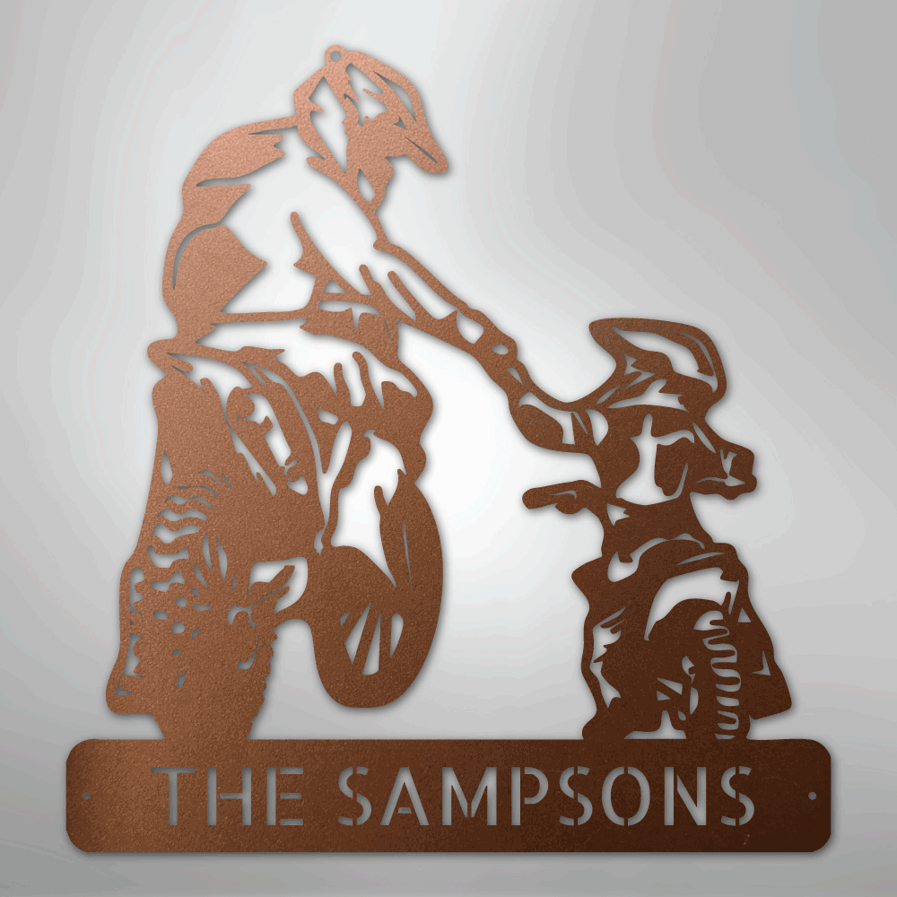 Father and Son Motorcross Monogram - Steel Sign - Kim’s Signature Beauty & Accessories