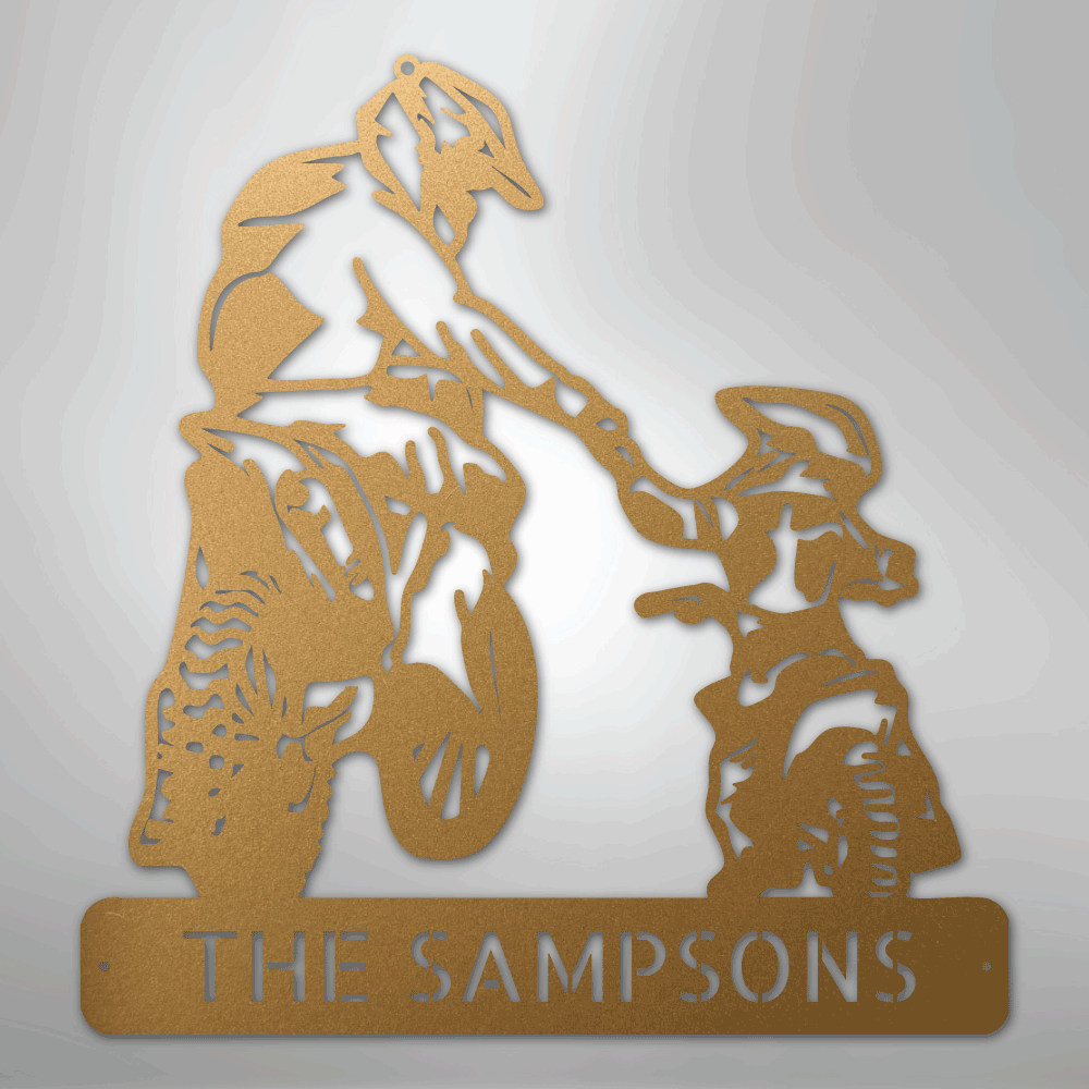 Father and Son Motorcross Monogram - Steel Sign - Kim’s Signature Beauty & Accessories