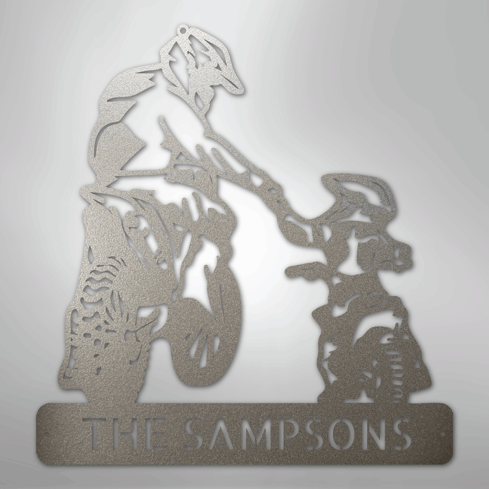 Father and Son Motorcross Monogram - Steel Sign - Kim’s Signature Beauty & Accessories