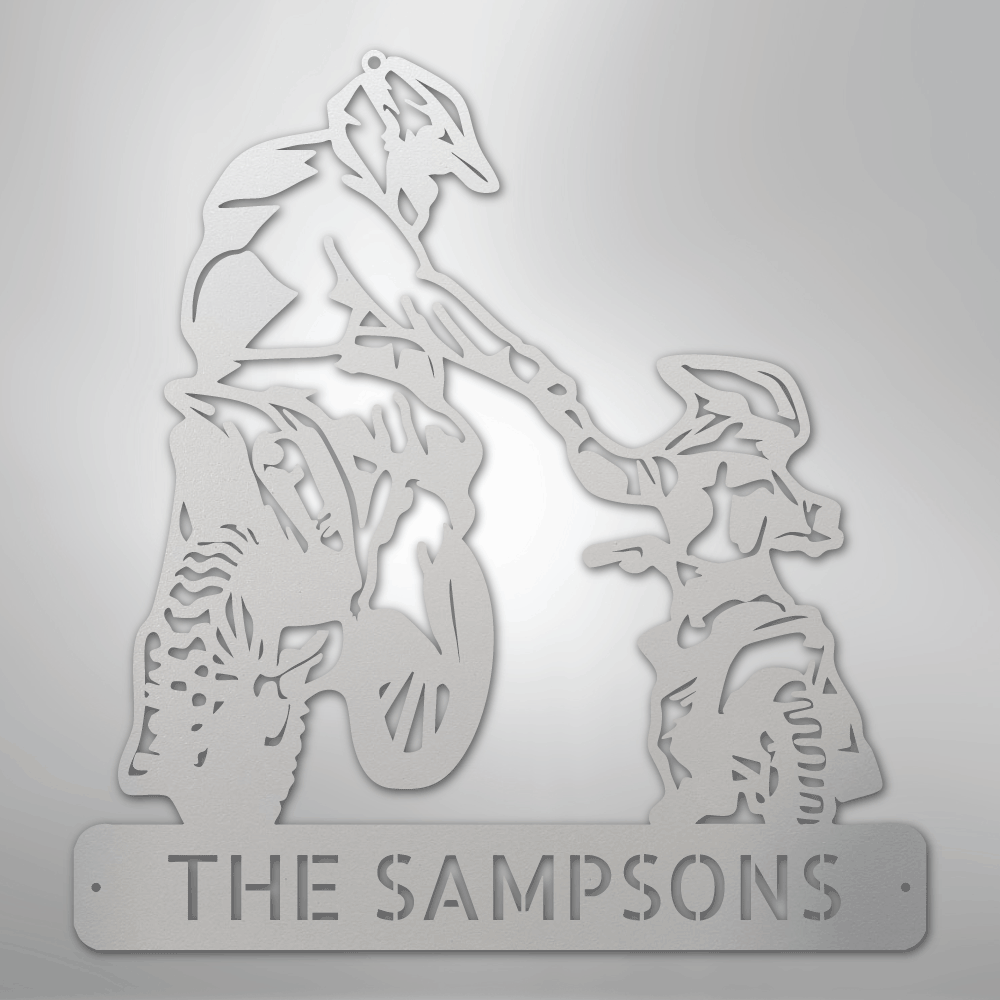 Father and Son Motorcross Monogram - Steel Sign - Kim’s Signature Beauty & Accessories