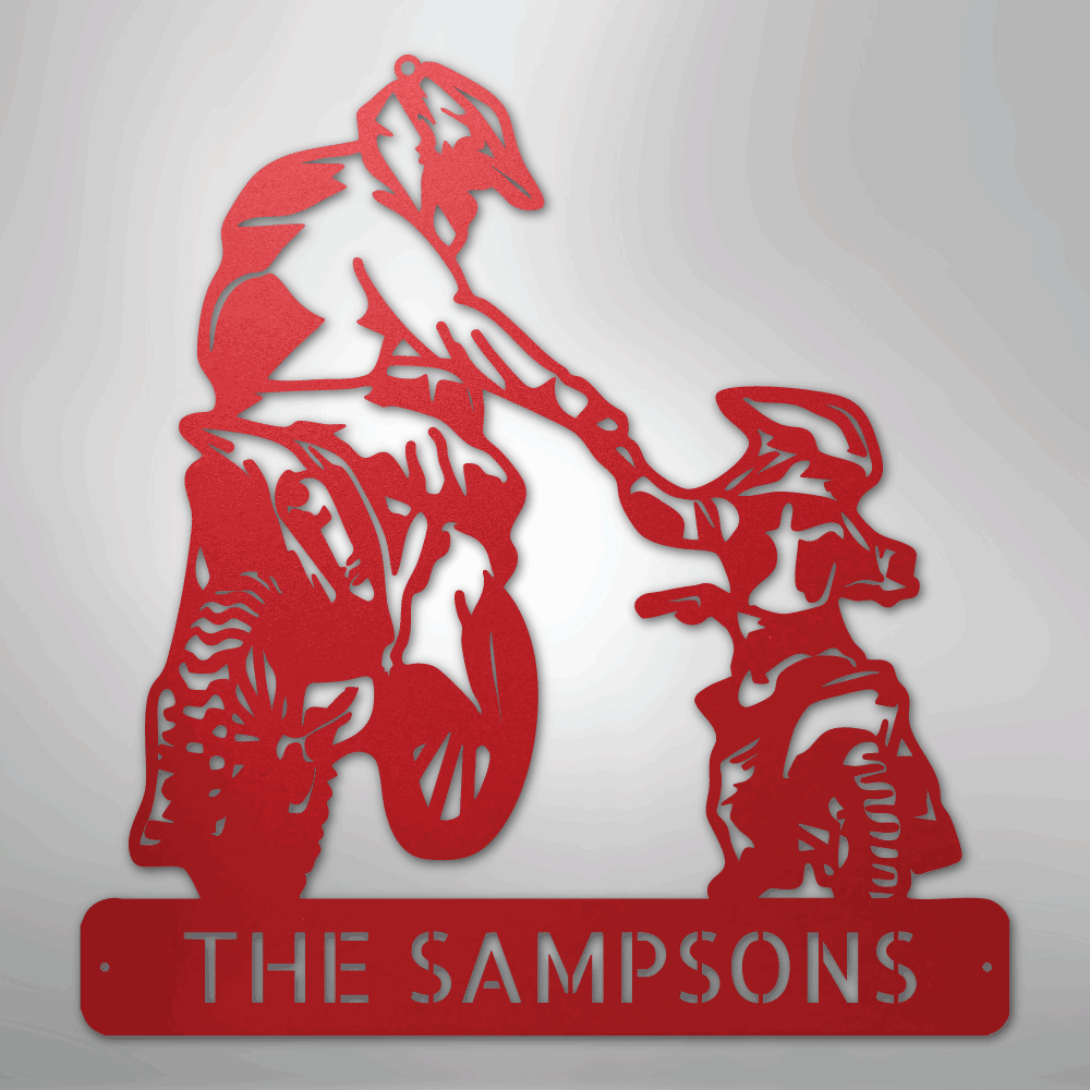 Father and Son Motorcross Monogram - Steel Sign - Kim’s Signature Beauty & Accessories