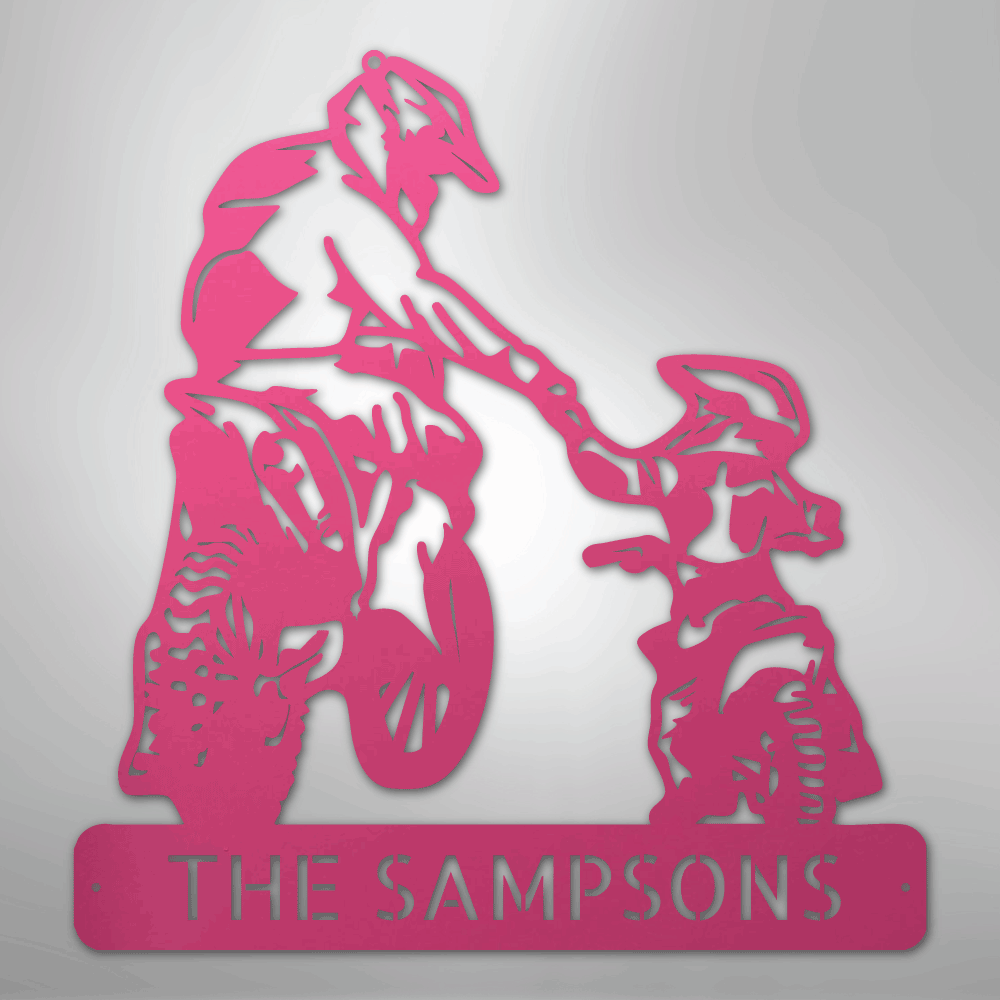 Father and Son Motorcross Monogram - Steel Sign - Kim’s Signature Beauty & Accessories