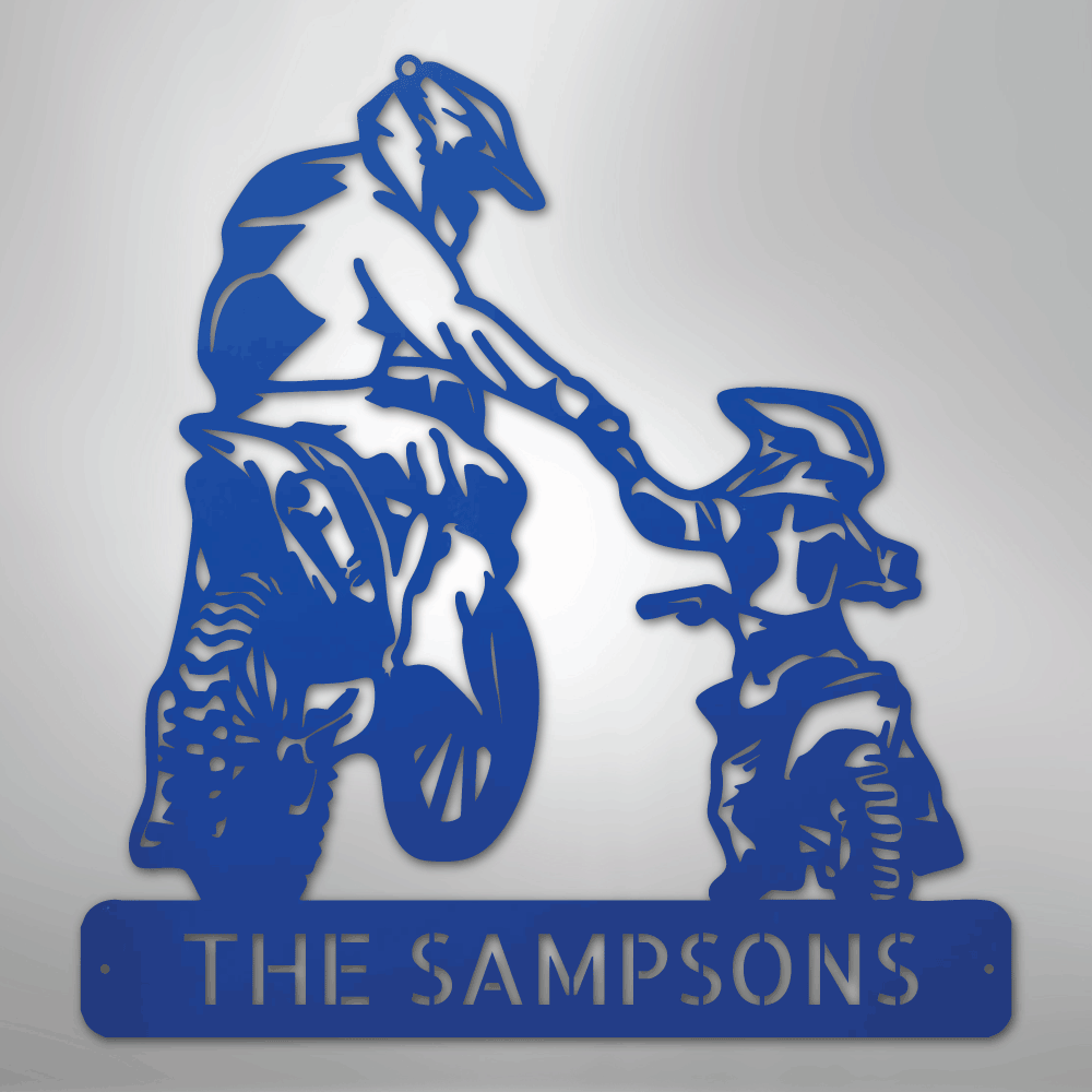 Father and Son Motorcross Monogram - Steel Sign - Kim’s Signature Beauty & Accessories