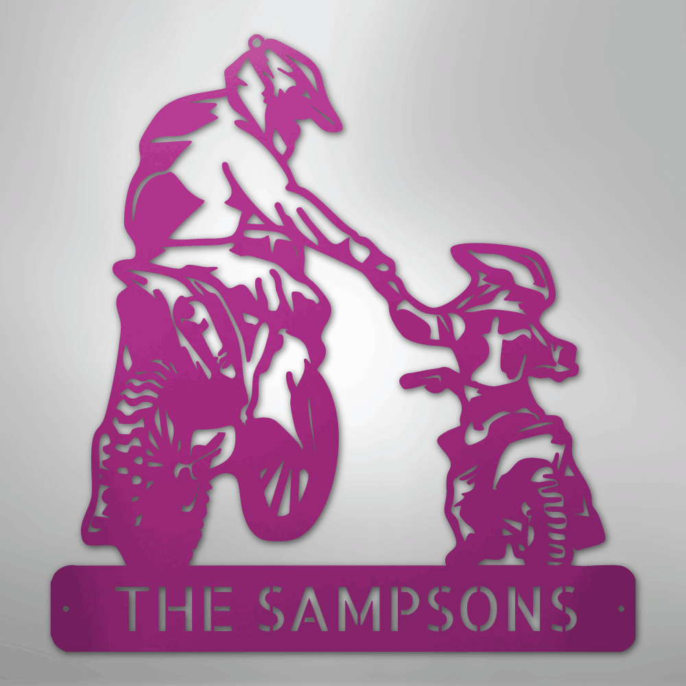 Father and Son Motorcross Monogram - Steel Sign - Kim’s Signature Beauty & Accessories