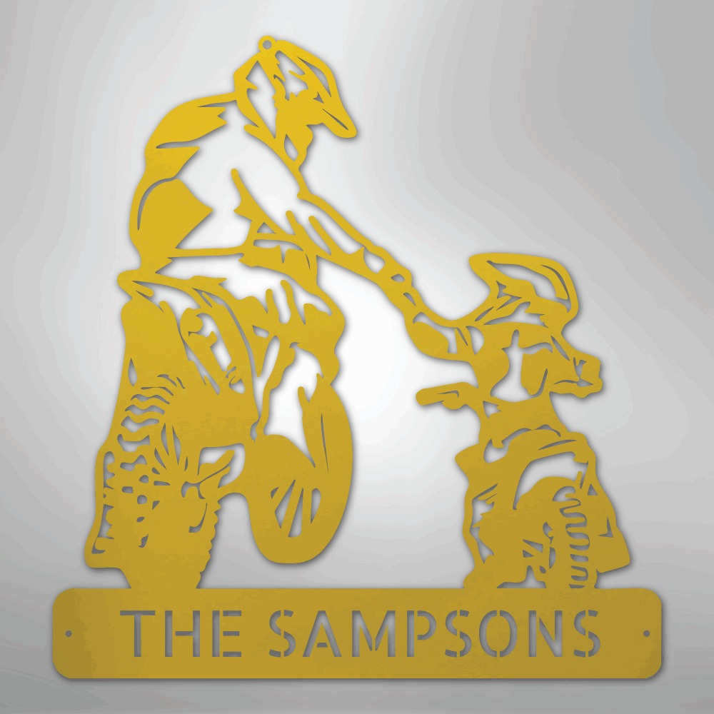 Father and Son Motorcross Monogram - Steel Sign - Kim’s Signature Beauty & Accessories