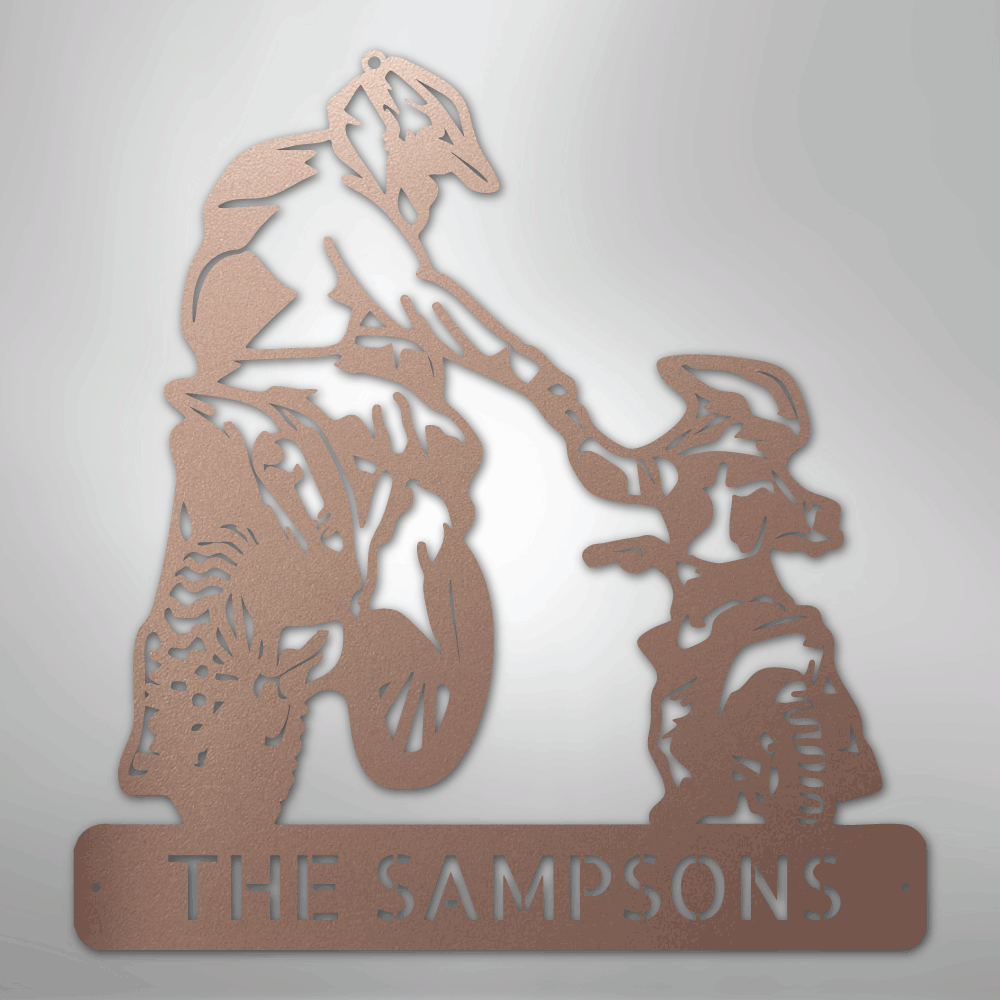 Father and Son Motorcross Monogram - Steel Sign - Kim’s Signature Beauty & Accessories