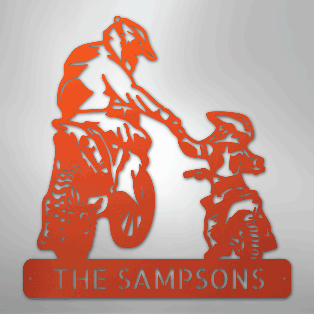 Father and Son Motorcross Monogram - Steel Sign - Kim’s Signature Beauty & Accessories