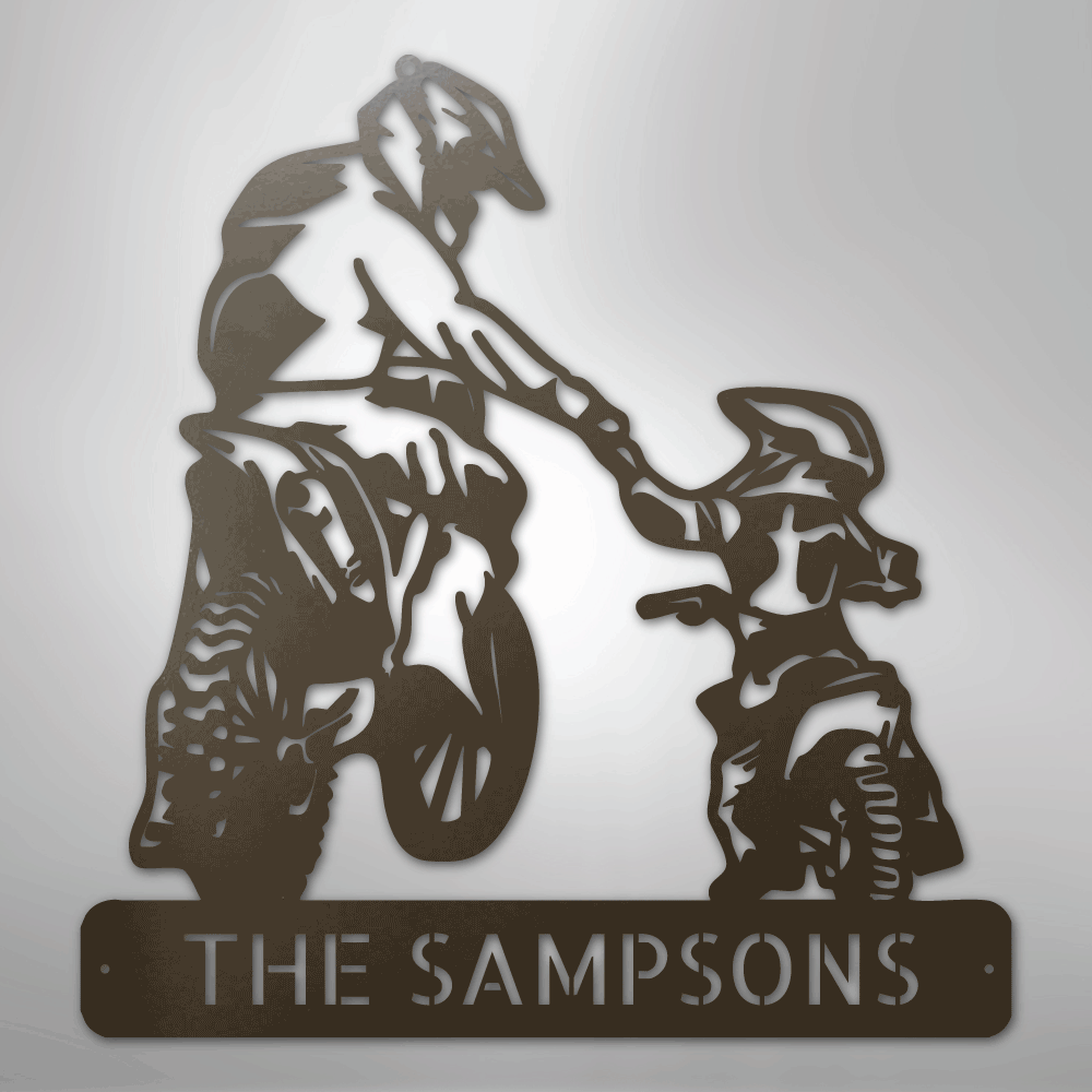 Father and Son Motorcross Monogram - Steel Sign - Kim’s Signature Beauty & Accessories
