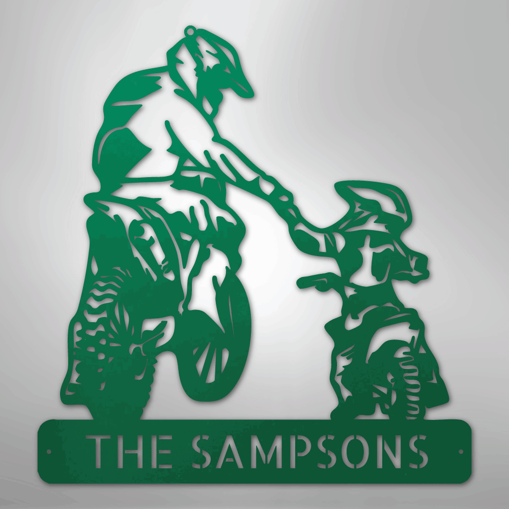 Father and Son Motorcross Monogram - Steel Sign - Kim’s Signature Beauty & Accessories