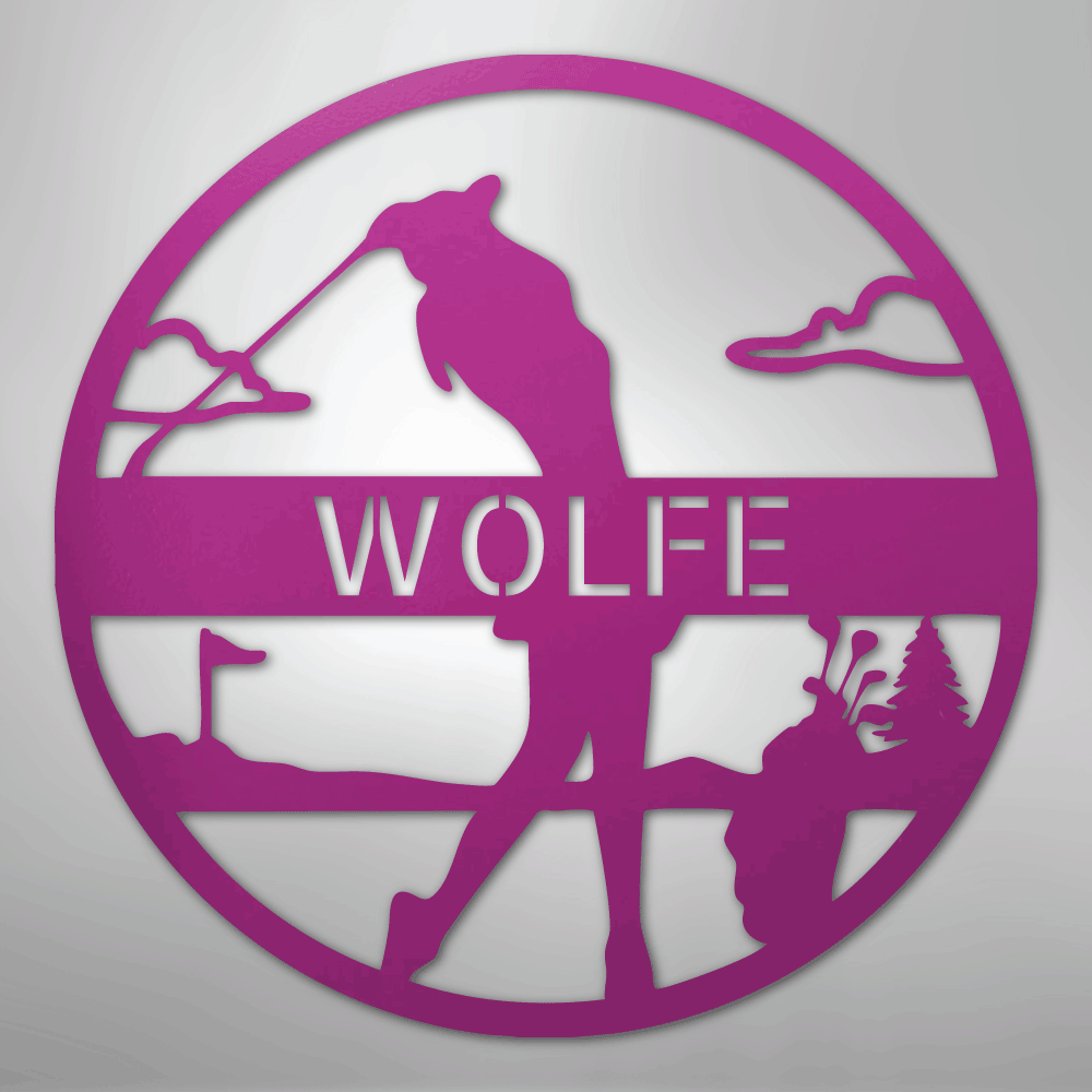 Female Golfer Monogram - Steel Sign - Kim’s Signature Beauty & Accessories