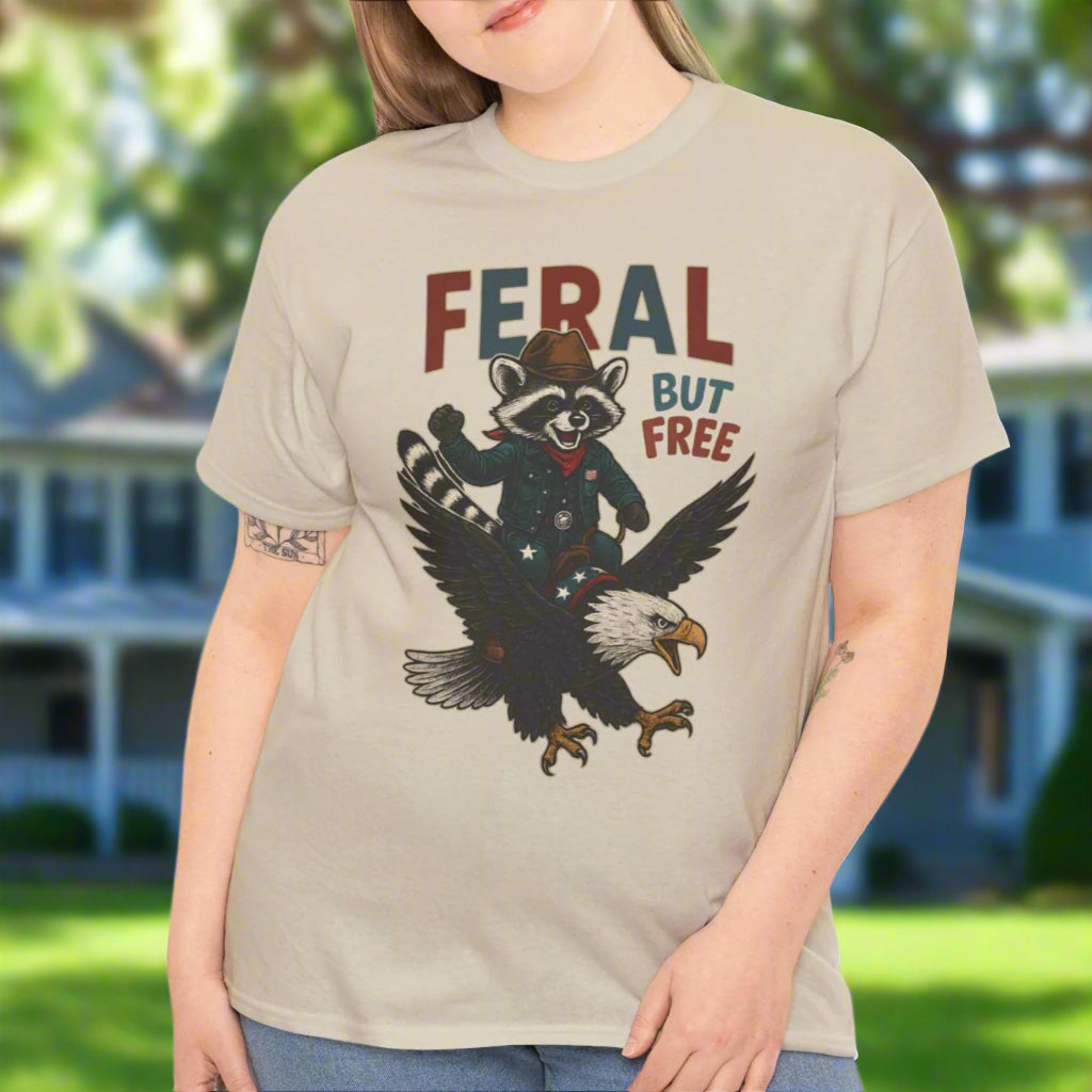 Feral But Free – Patriotic Raccoon & Eagle Graphic Tee - Kim’s Signature Beauty & Accessories    