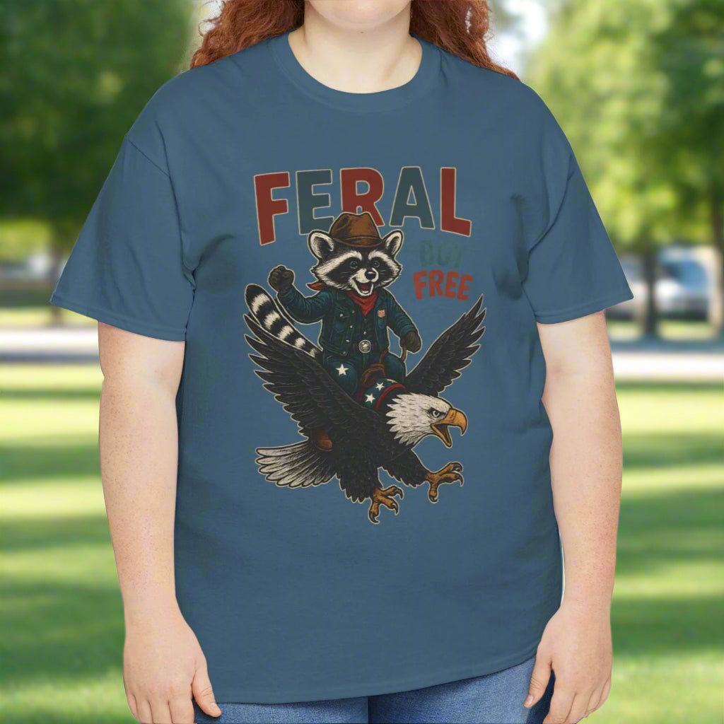 Feral But Free – Patriotic Raccoon & Eagle Graphic Tee - Kim’s Signature Beauty & Accessories    