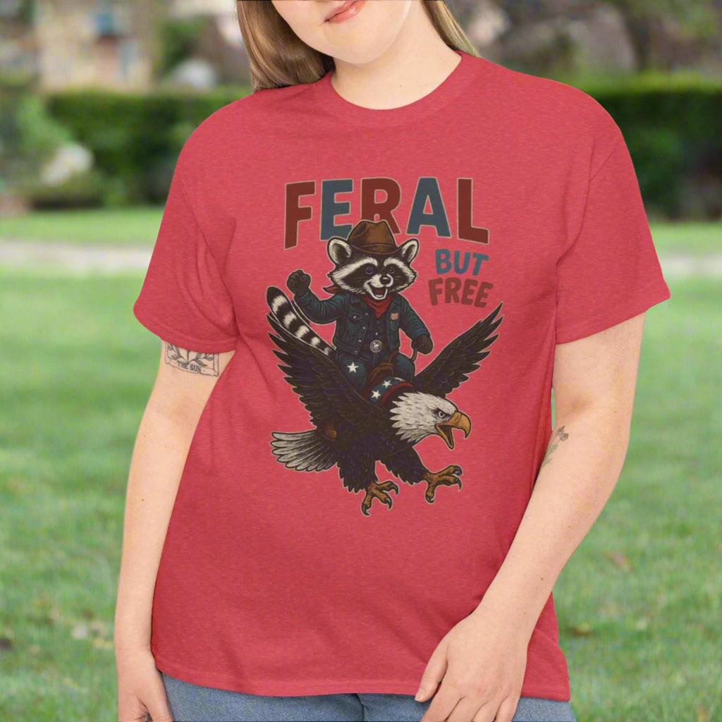 Feral But Free – Patriotic Raccoon & Eagle Graphic Tee - Kim’s Signature Beauty & Accessories    