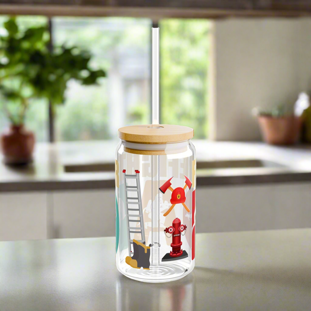 Firefighter Dad Sipper Glass, 16oz - Kim’s Signature Beauty & Accessories    