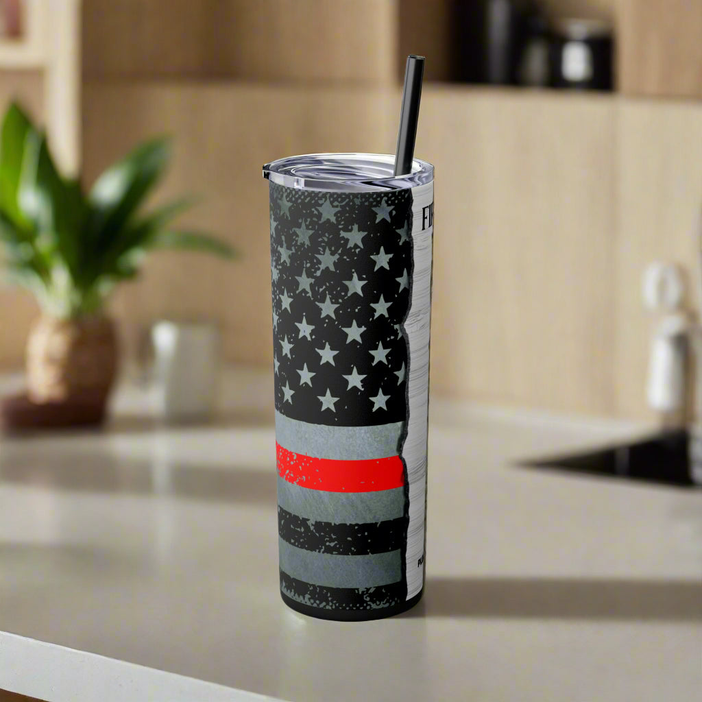 Fireman's Prayer Skinny Tumbler with Straw, 20oz - Kim’s Signature Beauty & Accessories    