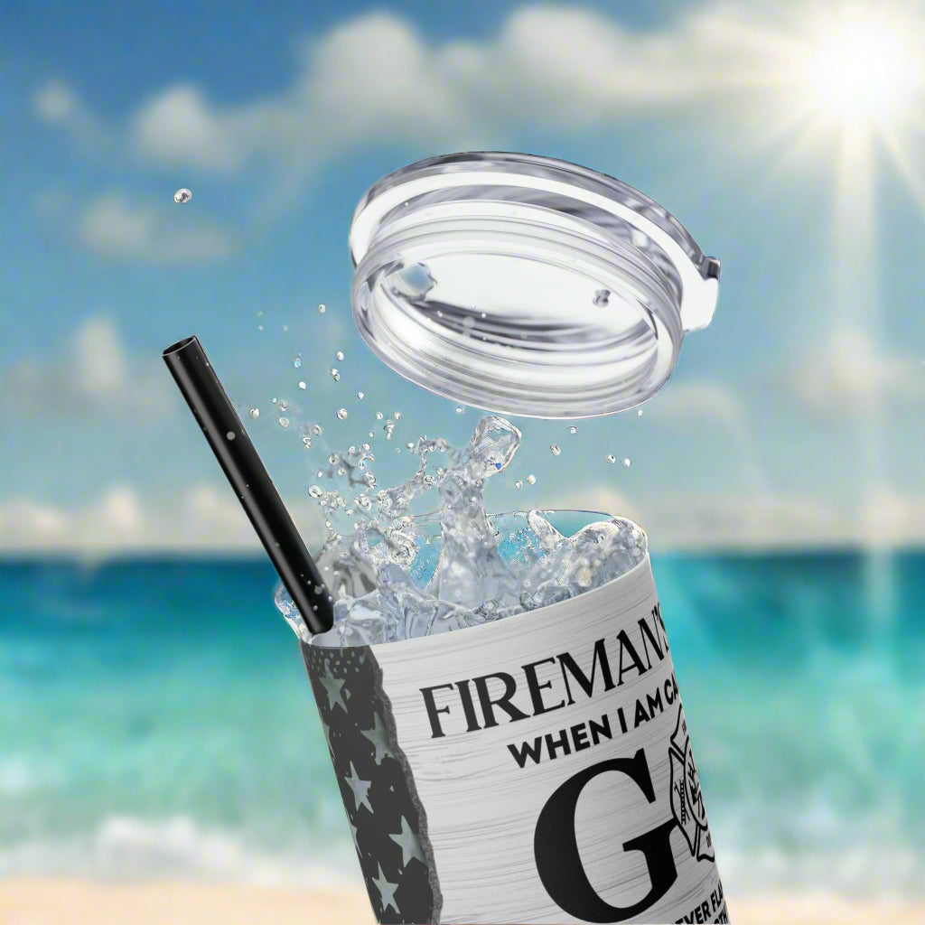 Fireman's Prayer Skinny Tumbler with Straw, 20oz - Kim’s Signature Beauty & Accessories    