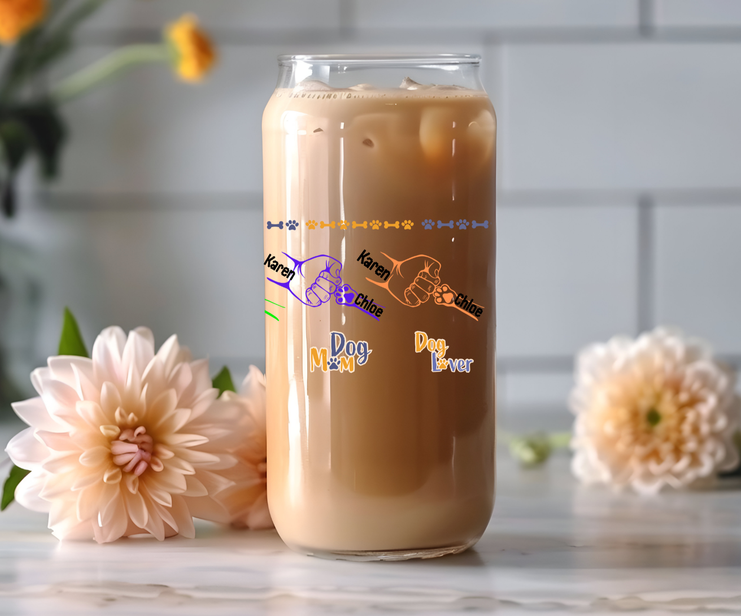 Fist Bump Dog Paw Custom Sipper Glass - Kim’s Signature Beauty & Accessories    