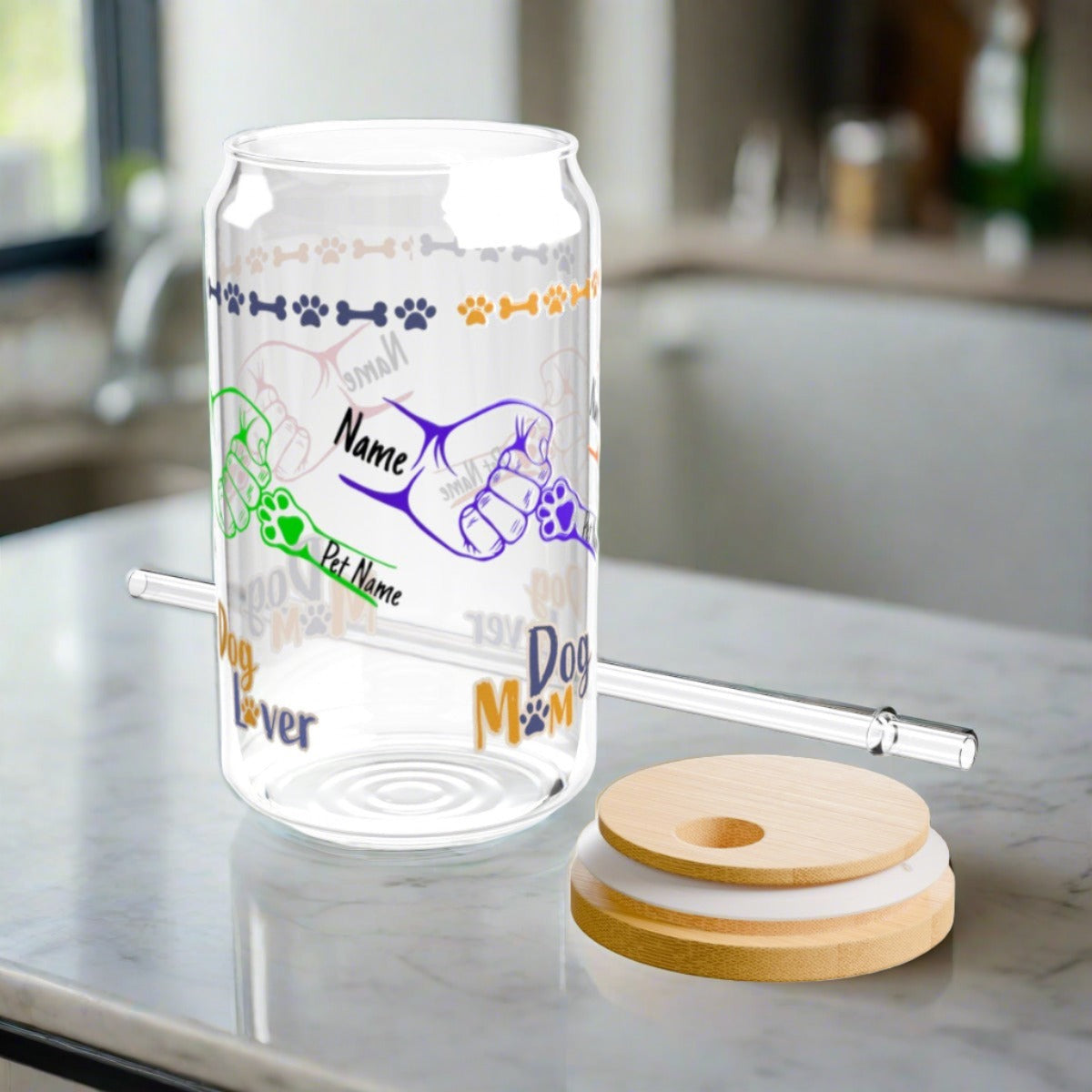 Fist Bump Dog Paw Custom Sipper Glass - Kim’s Signature Beauty & Accessories    