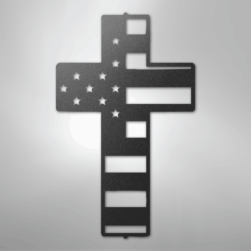 Flag Cross - Steel Sign - Kim’s Signature Beauty & Accessories