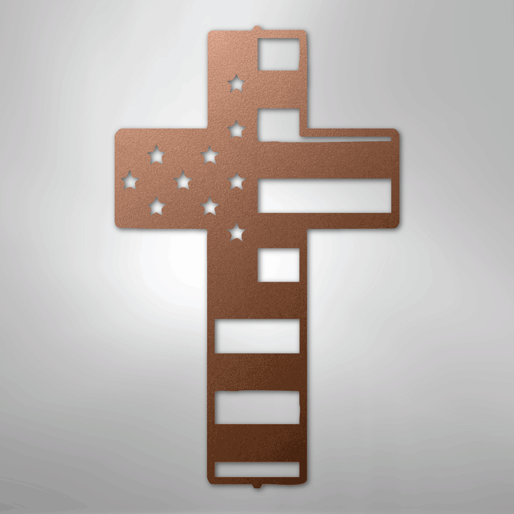 Flag Cross - Steel Sign - Kim’s Signature Beauty & Accessories