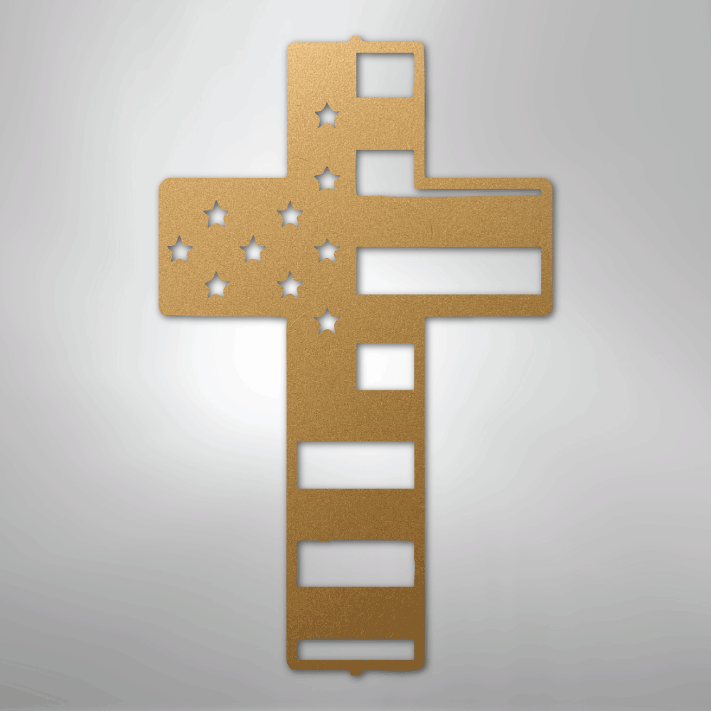 Flag Cross - Steel Sign - Kim’s Signature Beauty & Accessories