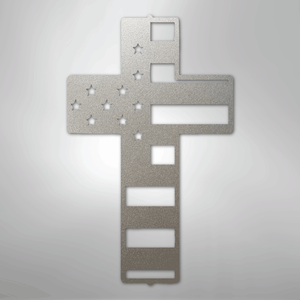 Flag Cross - Steel Sign - Kim’s Signature Beauty & Accessories