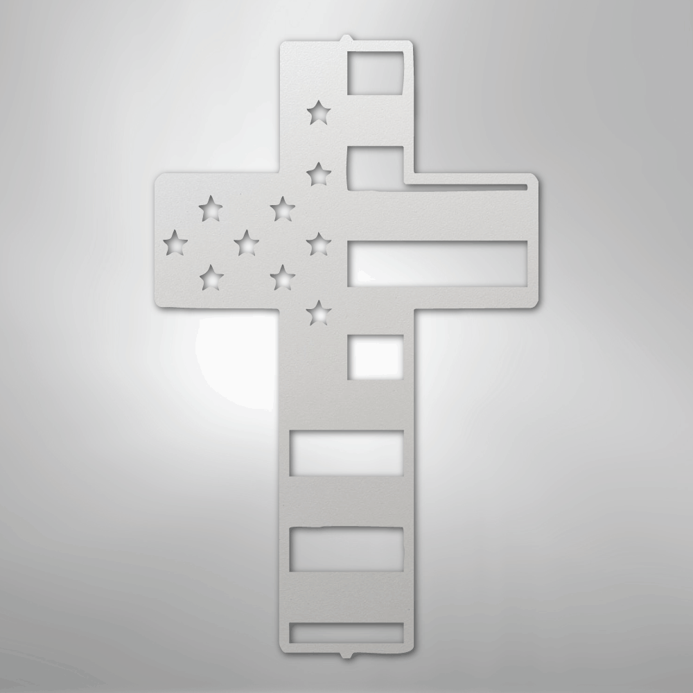 Flag Cross - Steel Sign - Kim’s Signature Beauty & Accessories