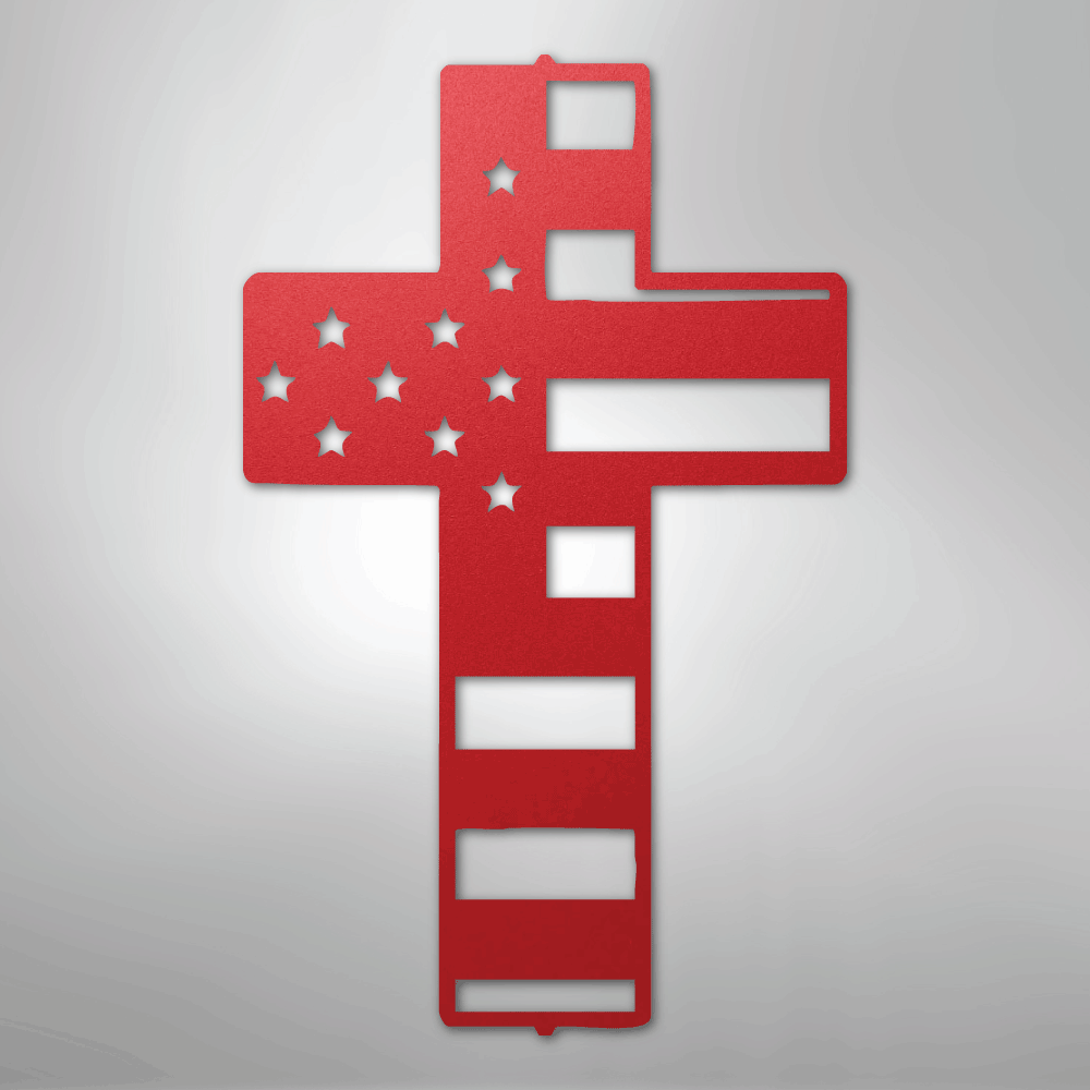 Flag Cross - Steel Sign - Kim’s Signature Beauty & Accessories