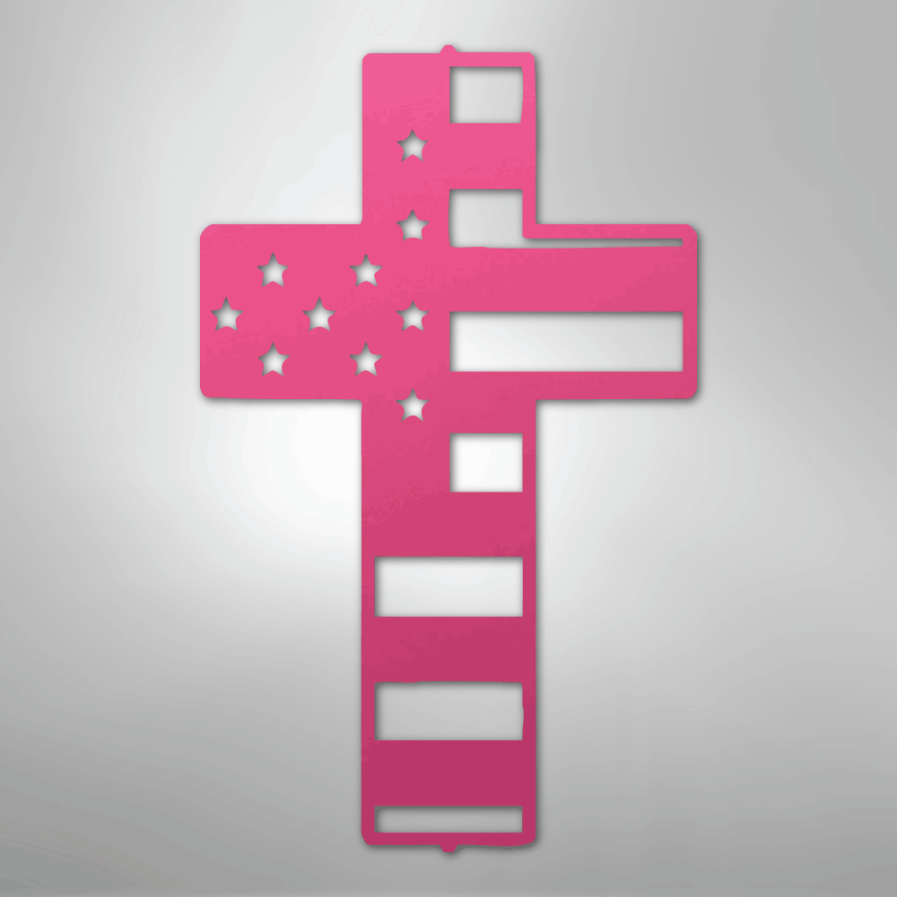 Flag Cross - Steel Sign - Kim’s Signature Beauty & Accessories