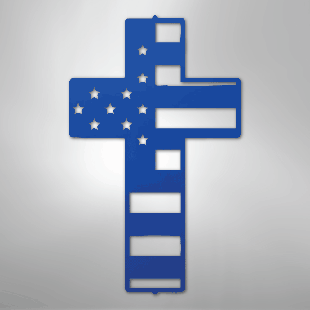 Flag Cross - Steel Sign - Kim’s Signature Beauty & Accessories