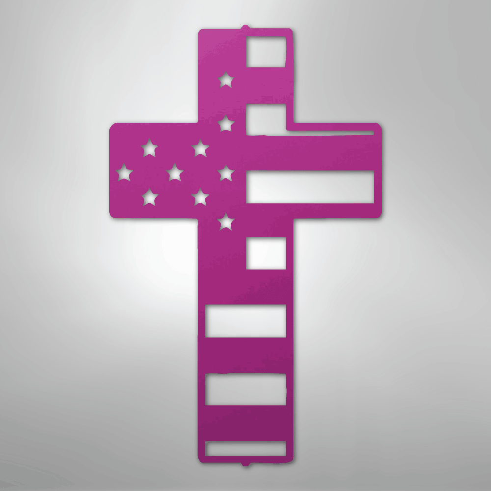 Flag Cross - Steel Sign - Kim’s Signature Beauty & Accessories