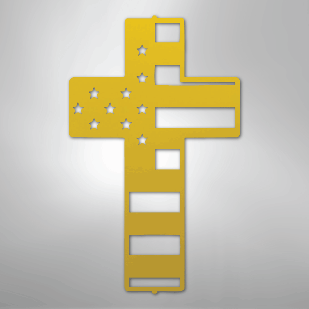 Flag Cross - Steel Sign - Kim’s Signature Beauty & Accessories
