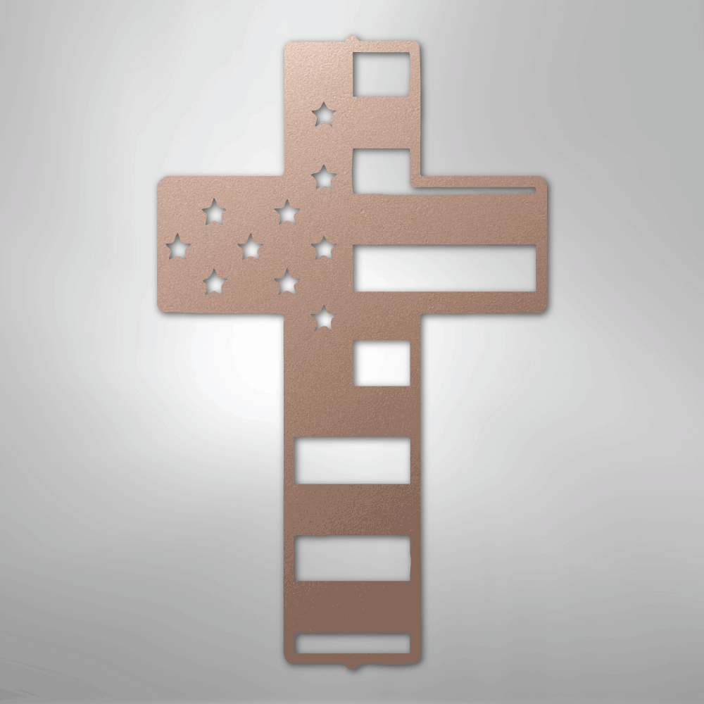 Flag Cross - Steel Sign - Kim’s Signature Beauty & Accessories