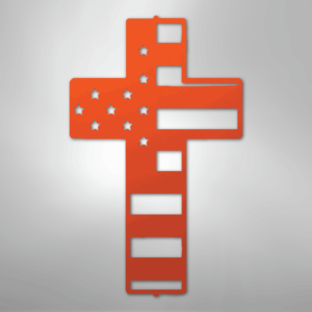 Flag Cross - Steel Sign - Kim’s Signature Beauty & Accessories