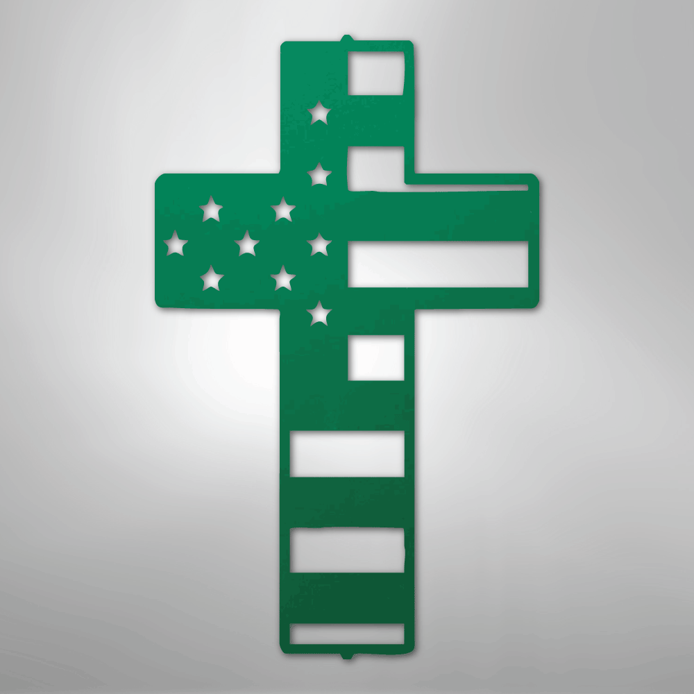 Flag Cross - Steel Sign - Kim’s Signature Beauty & Accessories