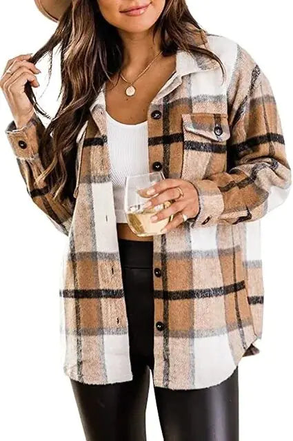 Flannel Casual Plaid Jacket - Kim’s Signature Beauty & Accessories    