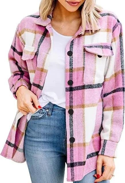 Flannel Casual Plaid Jacket - Kim’s Signature Beauty & Accessories    