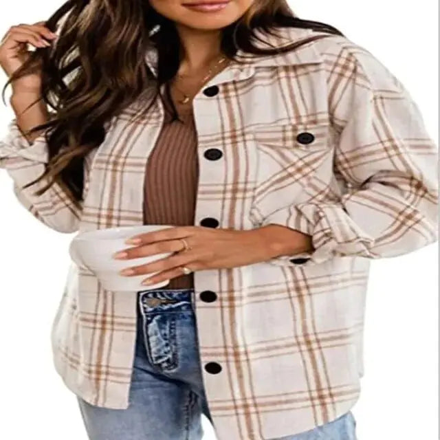 Flannel Casual Plaid Jacket - Kim’s Signature Beauty & Accessories    