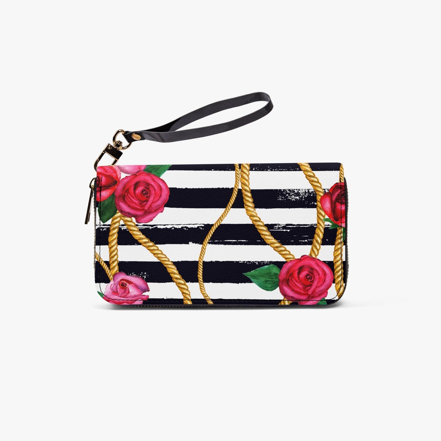 Floral Charm Leather Strap Zipper Wallet - Kim’s Signature Beauty & Accessories    