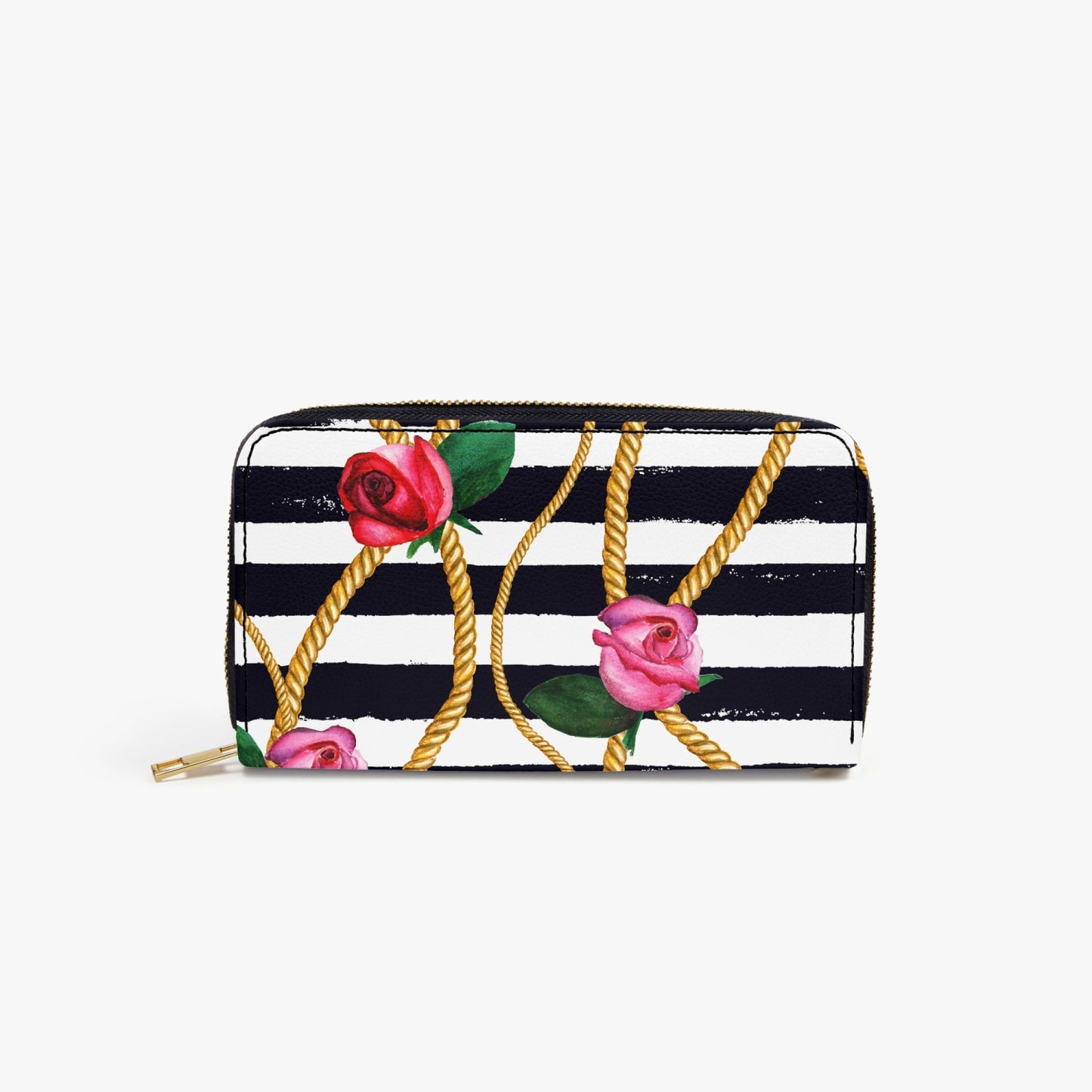 Floral Charm Leather Strap Zipper Wallet - Kim’s Signature Beauty & Accessories    