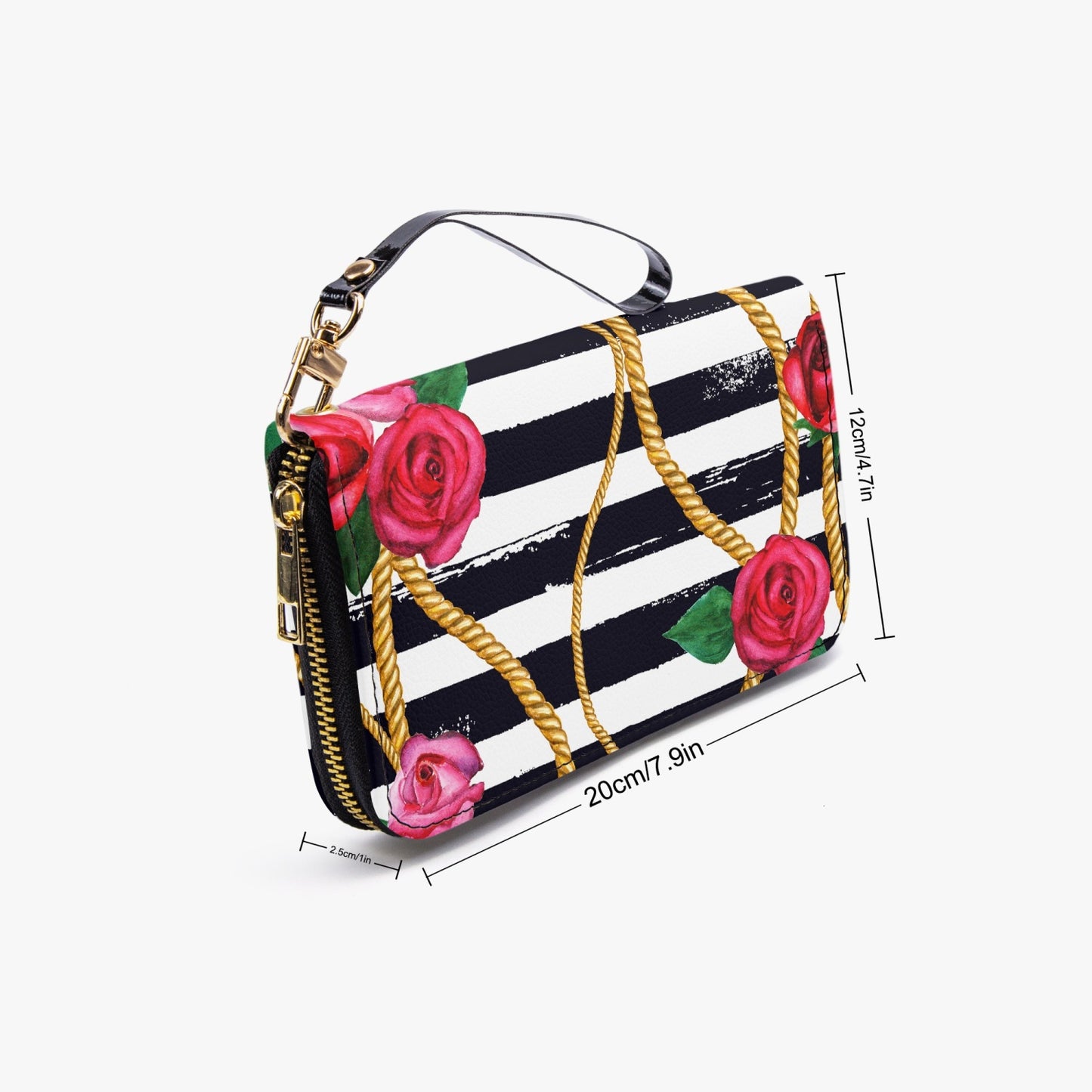 Floral Charm Leather Strap Zipper Wallet - Kim’s Signature Beauty & Accessories    