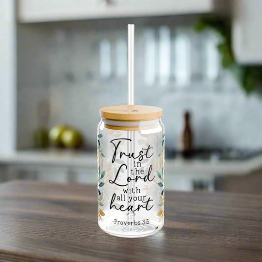 Floral Proverbs Inspirational Sipper Glass - 16oz - Kim’s Signature Beauty & Accessories    