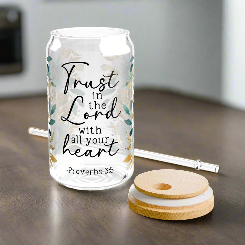 Floral Proverbs Inspirational Sipper Glass - 16oz - Kim’s Signature Beauty & Accessories    